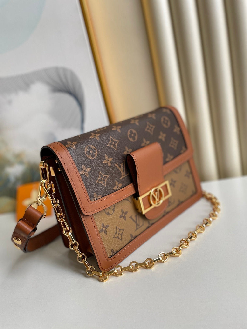 Louis Vuitton Dauphine MM Monogram And Monogram Reverse Canvas By Nicolas Ghesquière For The Cruise Collection, Women’s Handbags, Shoulder Bags 25cm LV M45958
