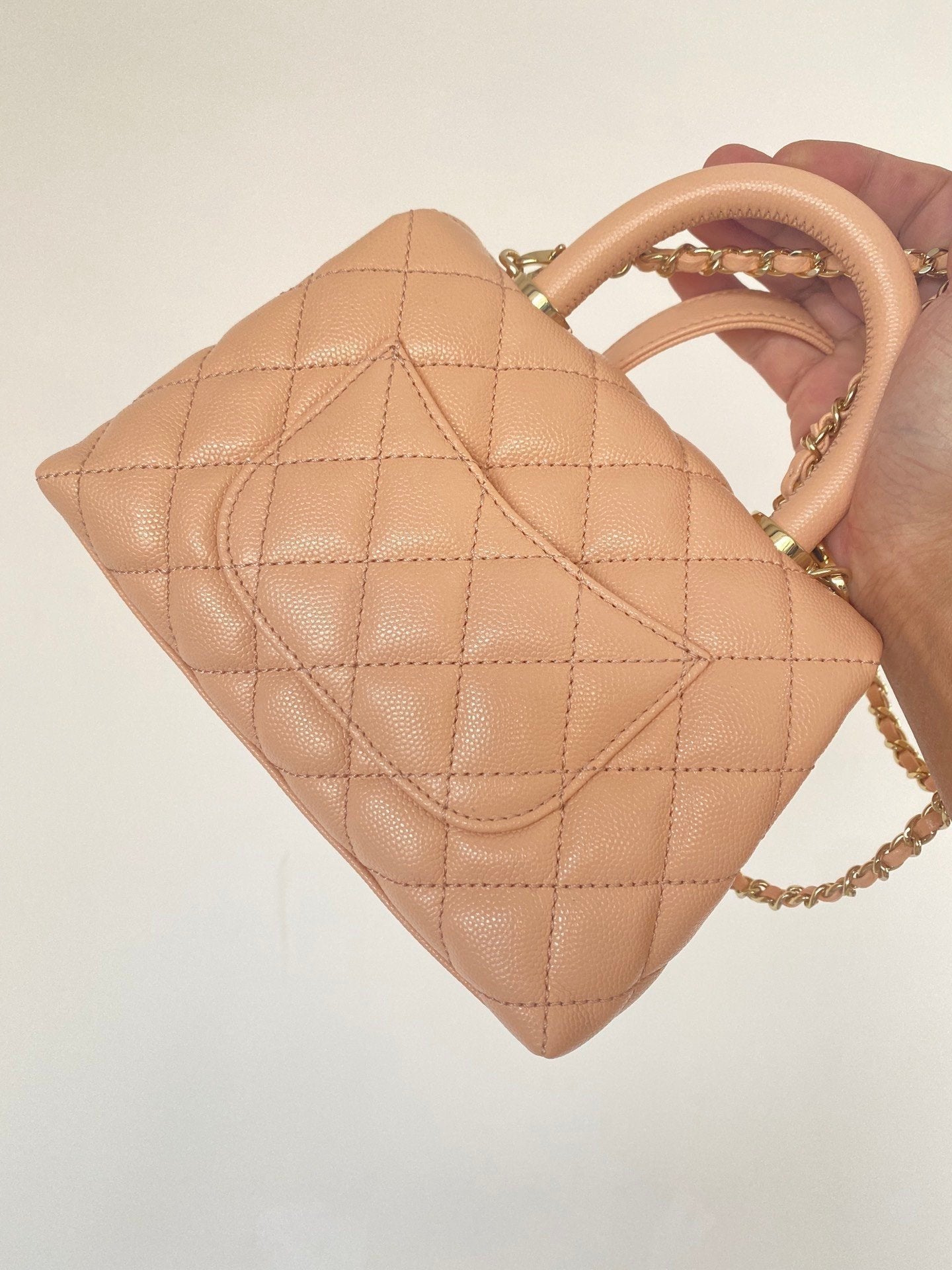 Chanel Flap Bag With Top Handle 19cm Light Brown