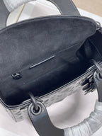 Christian Dior Lady Dior Bag Black Metal Hardware 17cm Black