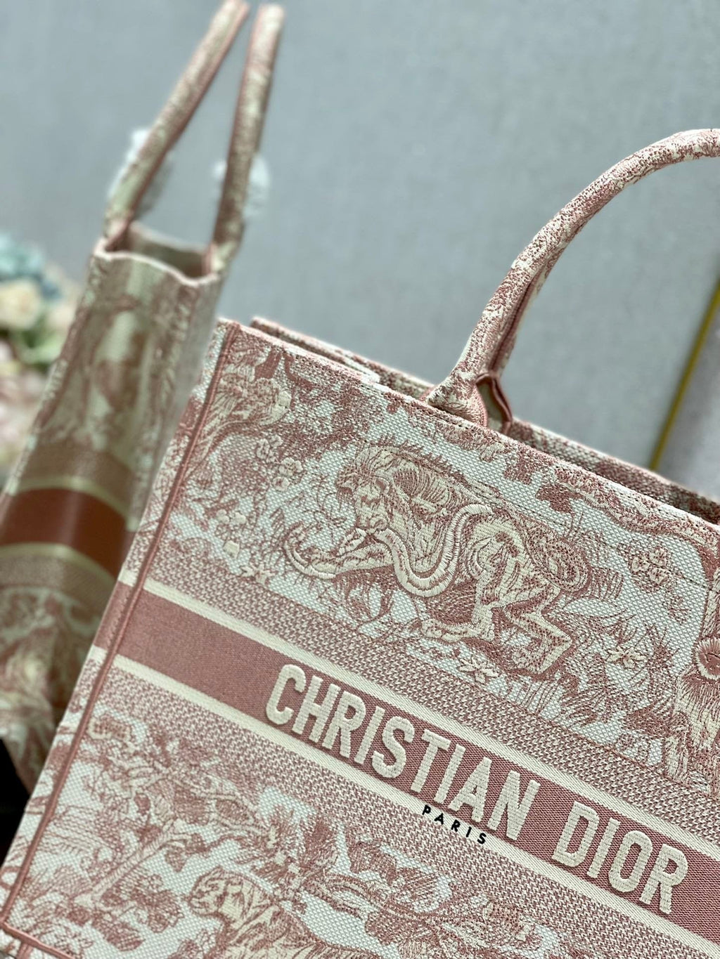 Christina Dior Book Tote Bag 41cm Light Red