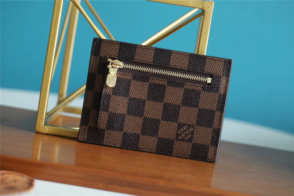 Louis Vuitton ID Card Holder Damier Graphite Canvas Brown For Men, Men’s Wallet 13cm LV N60378