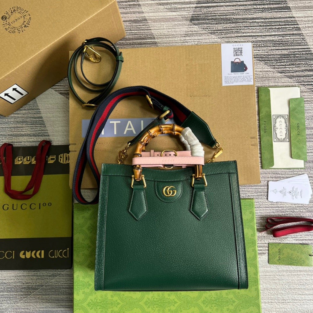 Gucci Diana Medium Tote Bag Green For Women, Women’s Bags 11in/27cm GG ‎