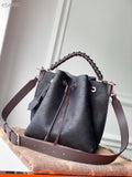 Louis Vuitton Muria Bag 22cm Mahina Calfskin Leather Spring/Summer Collection M55800 Black