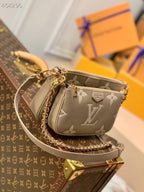 Louis Vuitton Multi Pochette Accessoires Bag 24cm Bi-Color Monogram Empreinte Spring/Summer Collection M45777 Galet