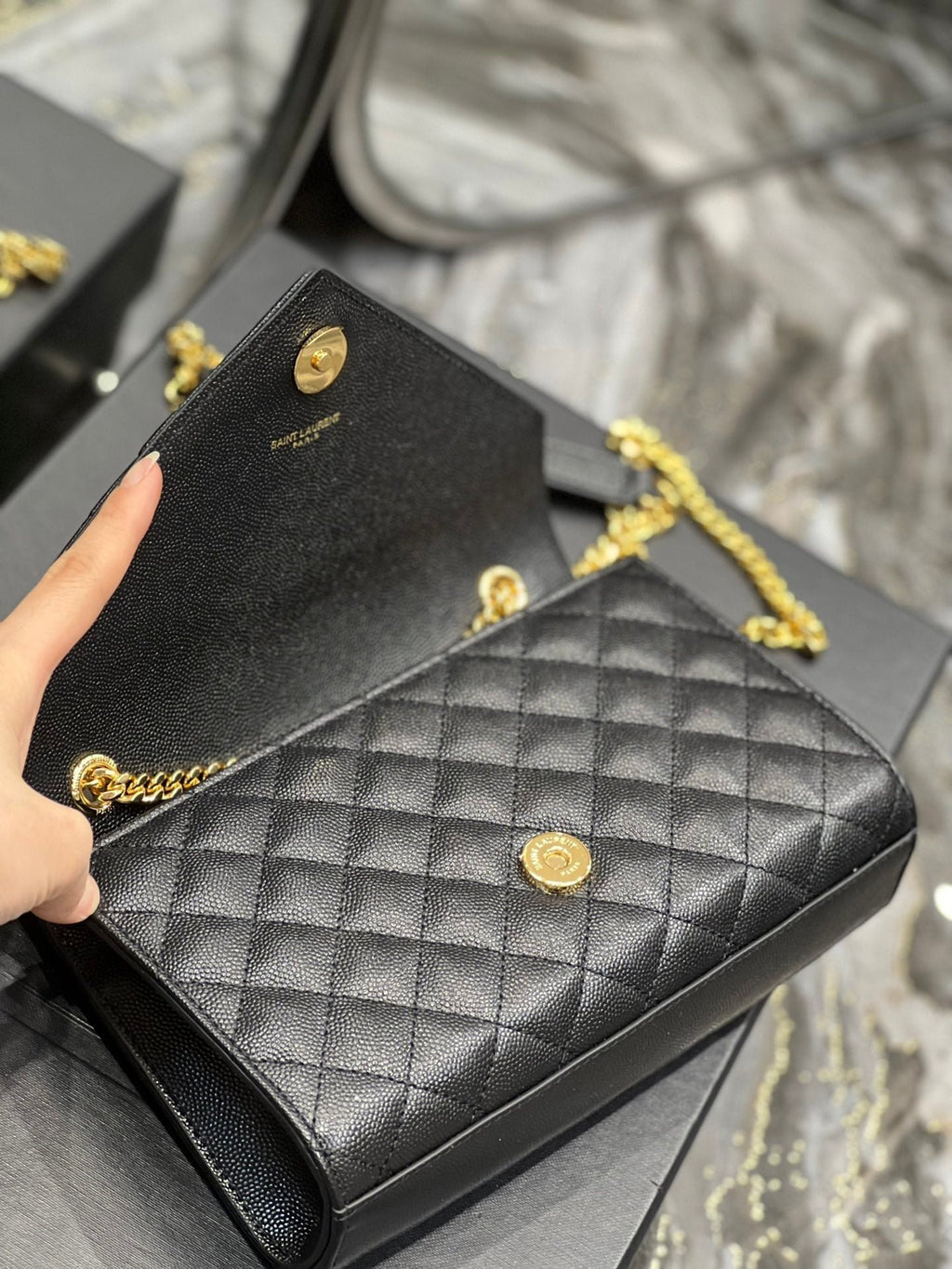 Saint Laurent Small Bag In Mix Matelasse 21cm Black