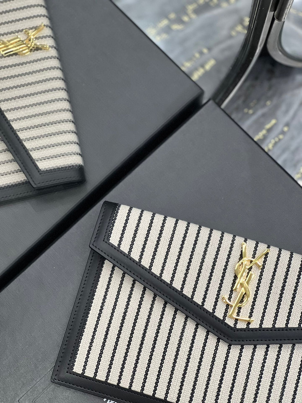 Saint Laurent Uptown Pouch In Canvas 27cm