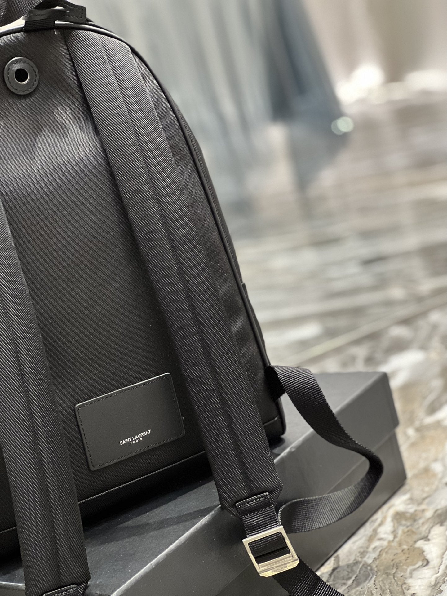 Saint Laurent City Backpack In Canvas Unisex 35cm Black