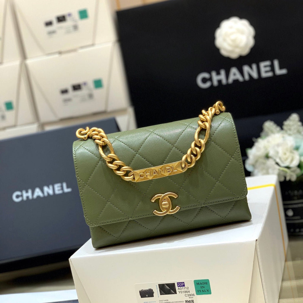 Chanel Co Co Cross Body Bag 24cm Green