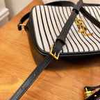 Saint Laurent Lou Camera Bag In Canvas Black And White For Women 23cm YSL 612542FAACG9583