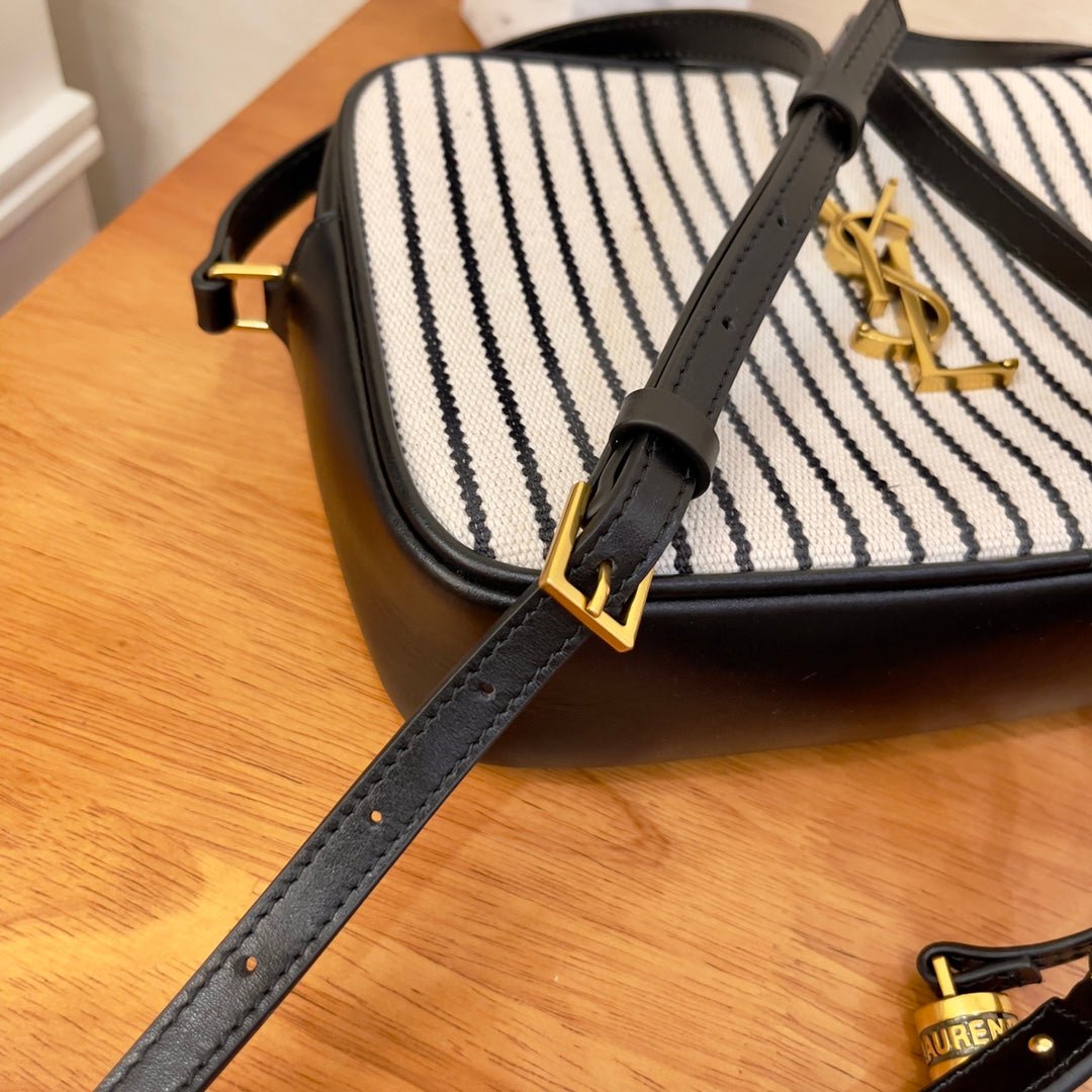 Saint Laurent Lou Camera Bag In Canvas Black And White For Women 23cm YSL 612542FAACG9583