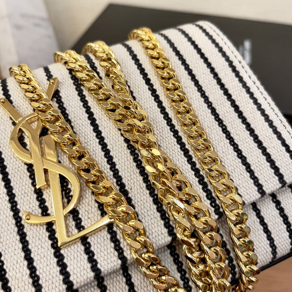 Saint Laurent Kate Small Chain Bag In Canvas For Women 20cm YSL 469390FAACG9583