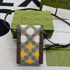 Gucci Horsebit 1955 Mini Bag Beige And Ebony GG Supreme Canvas With Geometric Print For Women 6.7in/17cm
