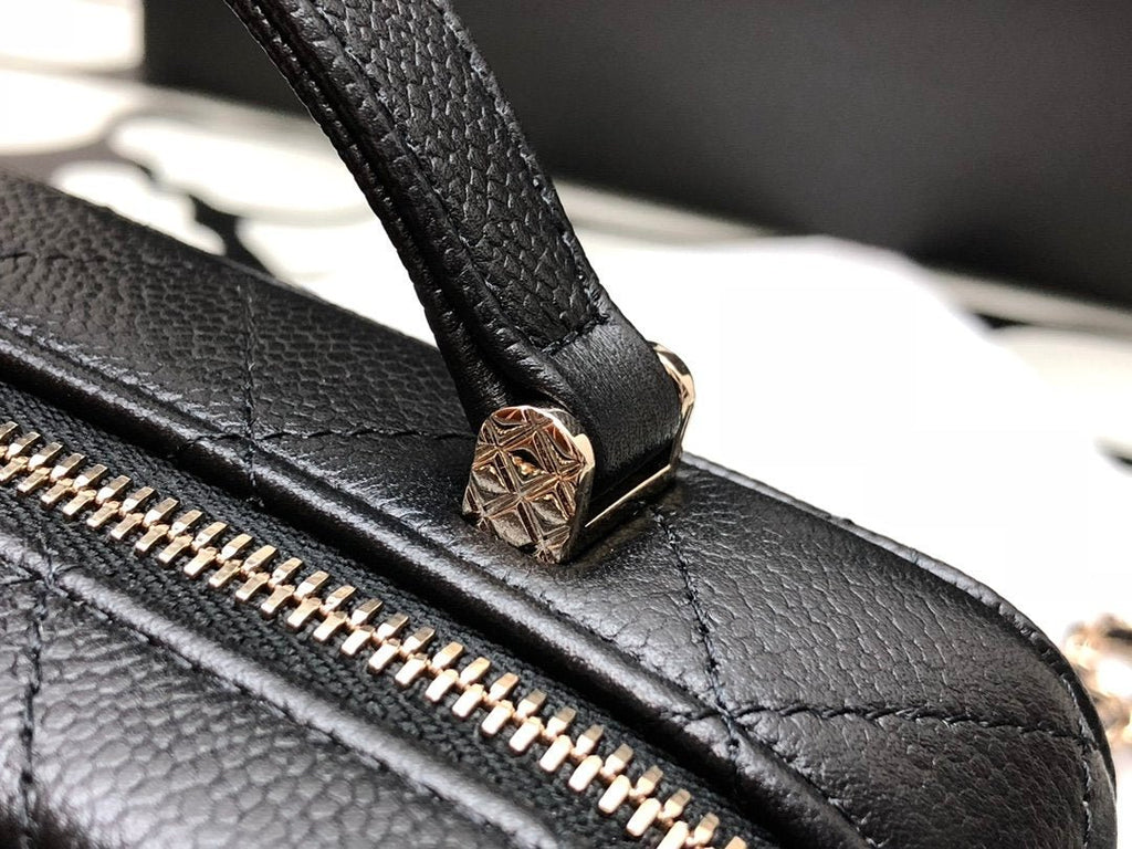 Chanel Shoulder Bag Top Handle With Chain 19cm Black