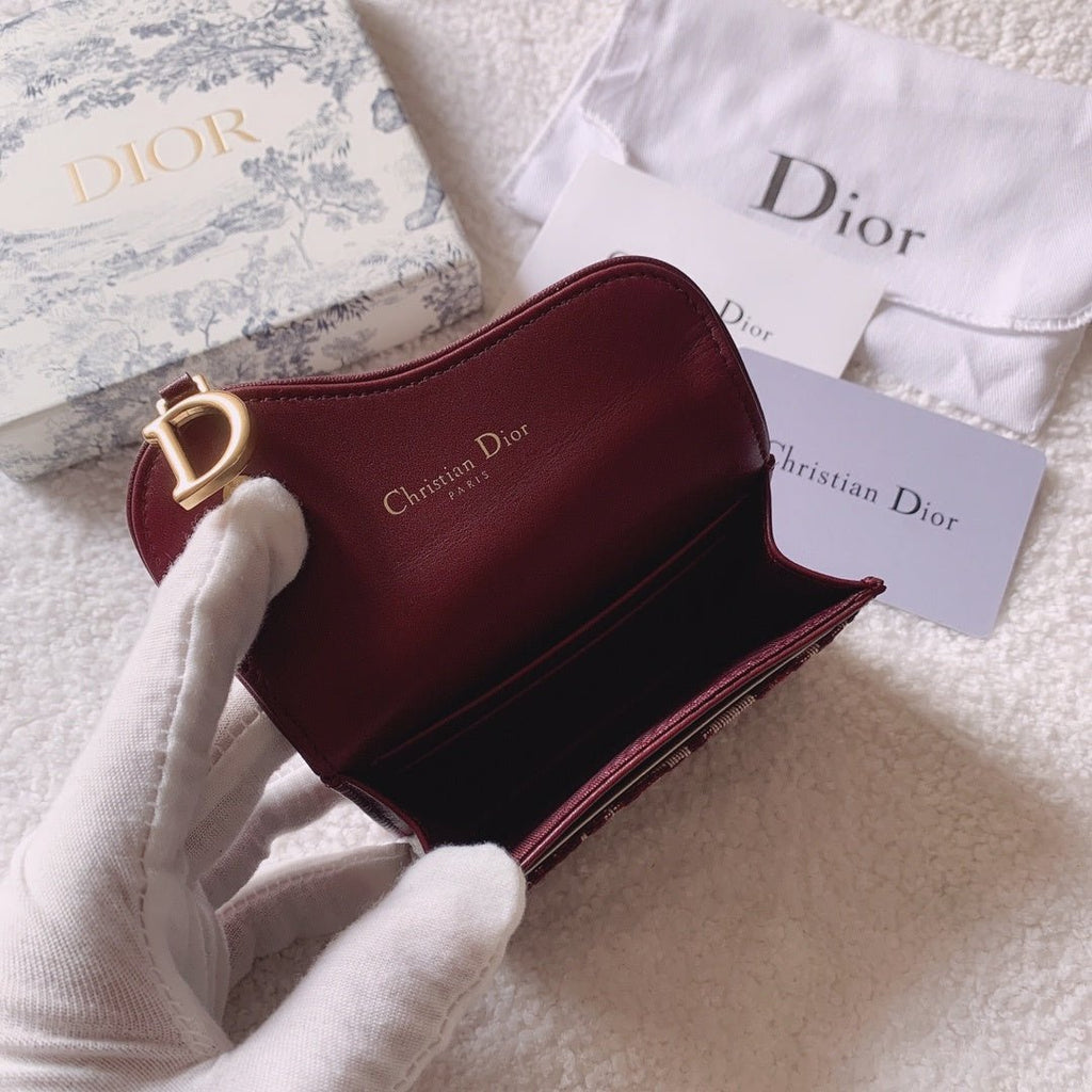 Christian Dior Oblique Saddle Red Wallet 11cm