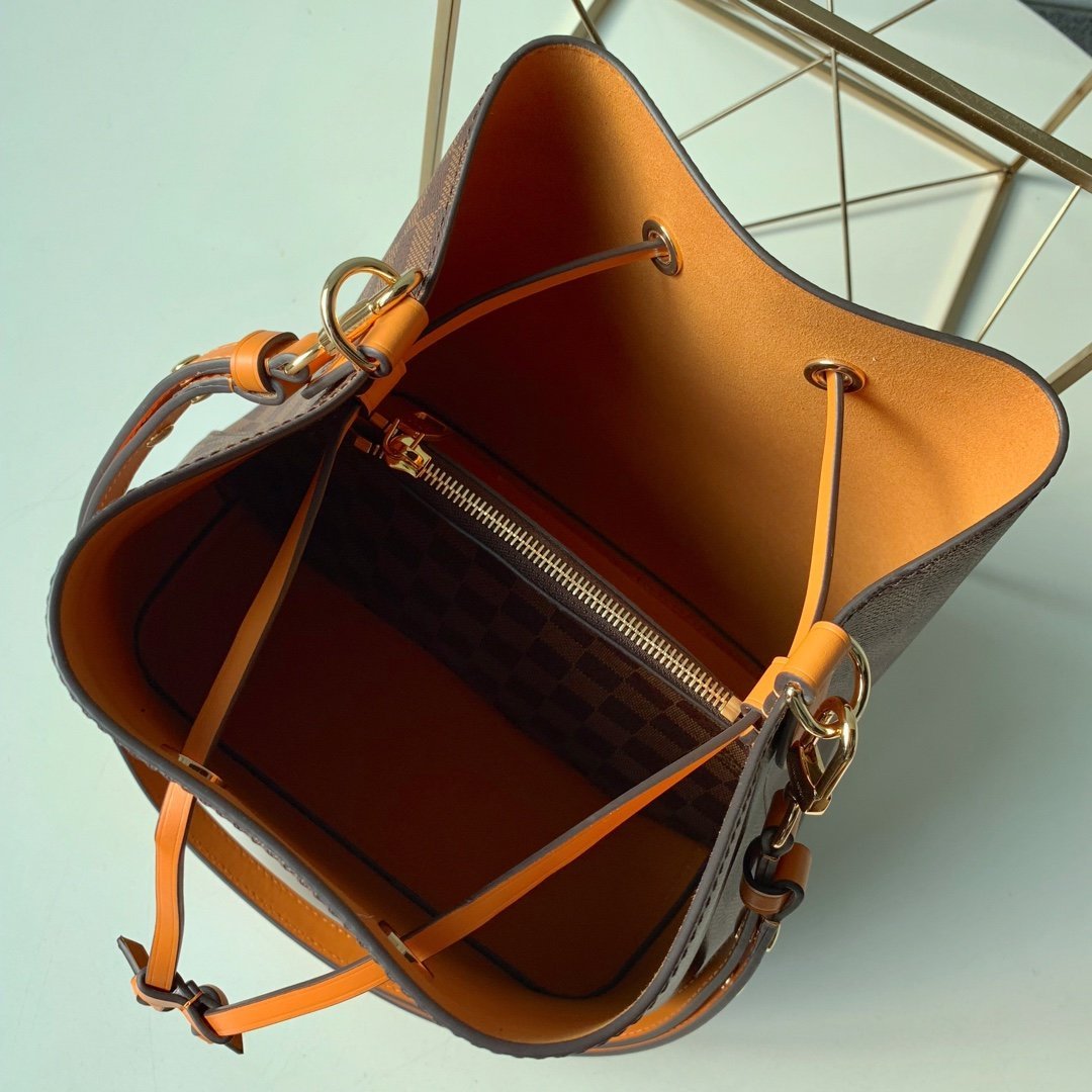 Louis Vuitton NeoNoe Bucket Bag MM Damier Azur Canvas Spring/Summer Collection N50042 Orange