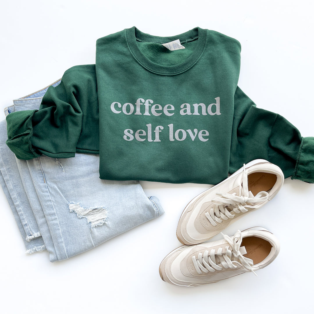 Coffee and Self Love Fleece Pullover  |  Silver Shimmer Ink
