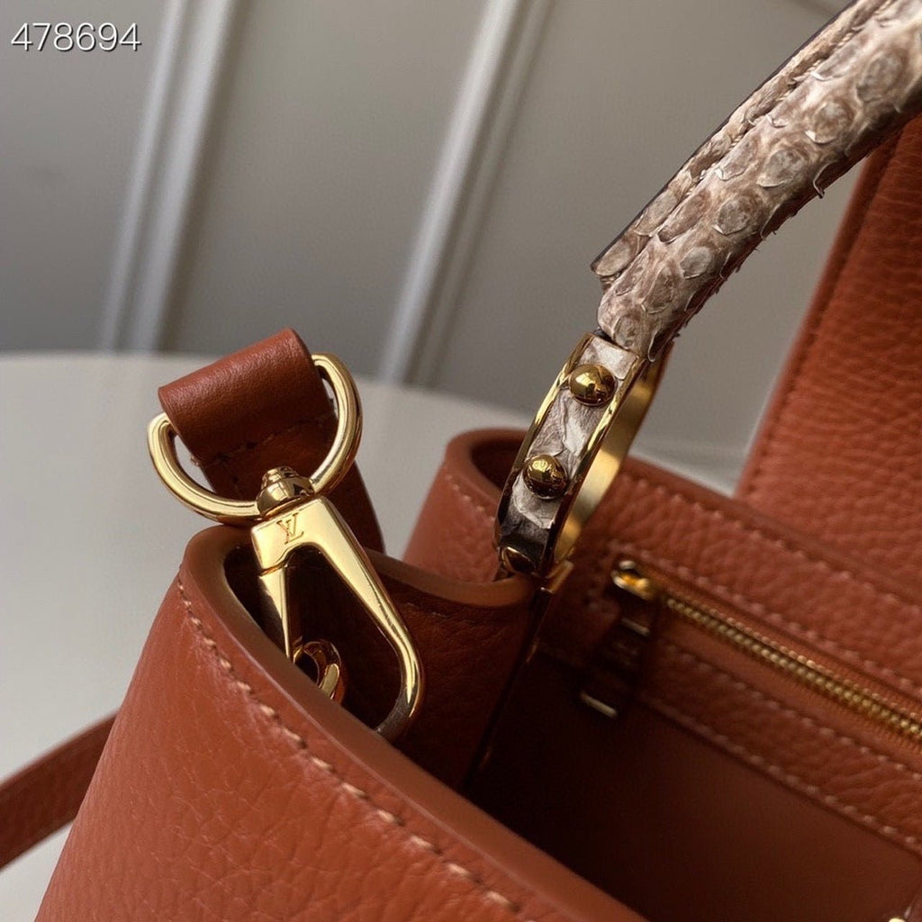 Louis Vuitton Woven Capucines Python Handle Bag 31cm Taurillon Leather Spring/Summer 2021 Collection N98388 Cognac