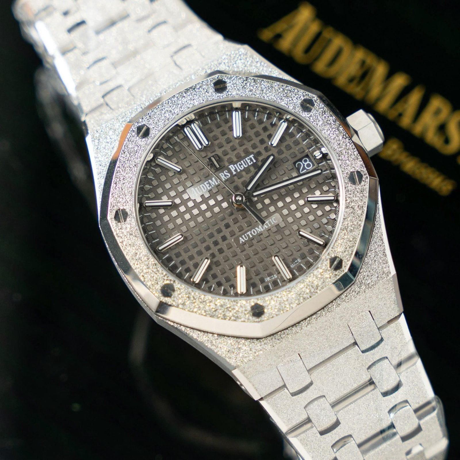 Audemars Piguet 15454 Fosted Gold Watch Grey Dial 37mm