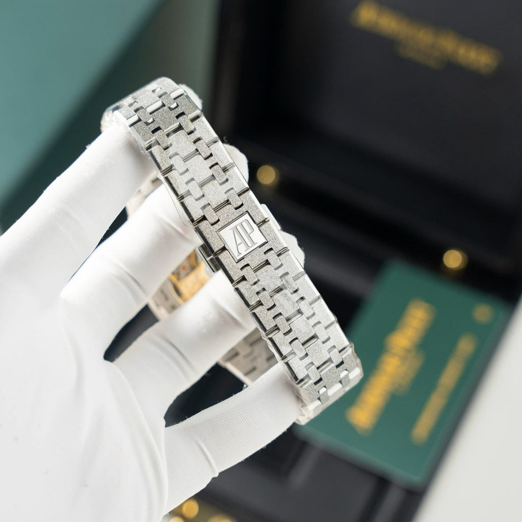 Audemars Piguet 15454 Fosted Gold Watch Grey Dial 37mm
