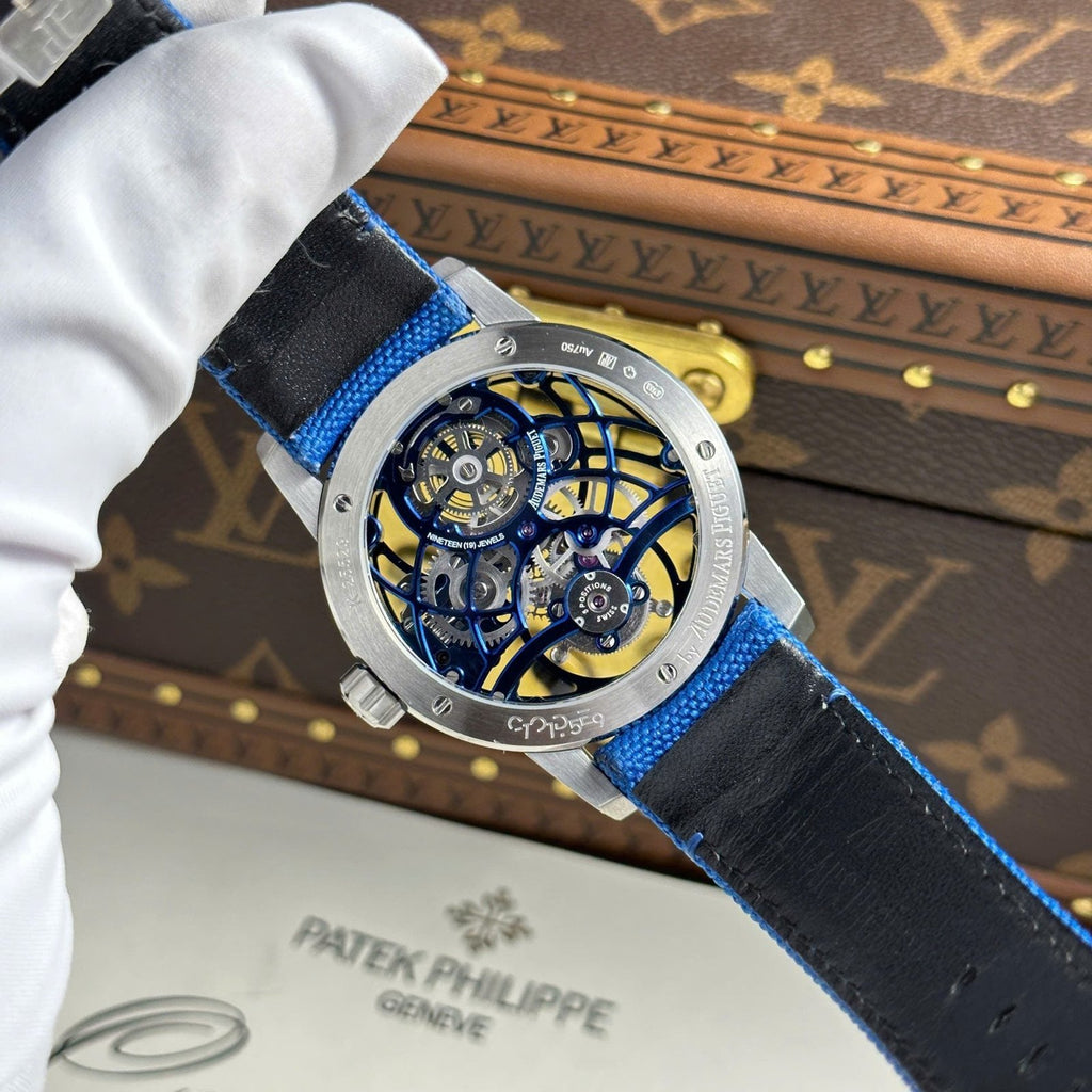 Audemars Piguet 26600 Tourbillon Openworked Watch Blue 41mm