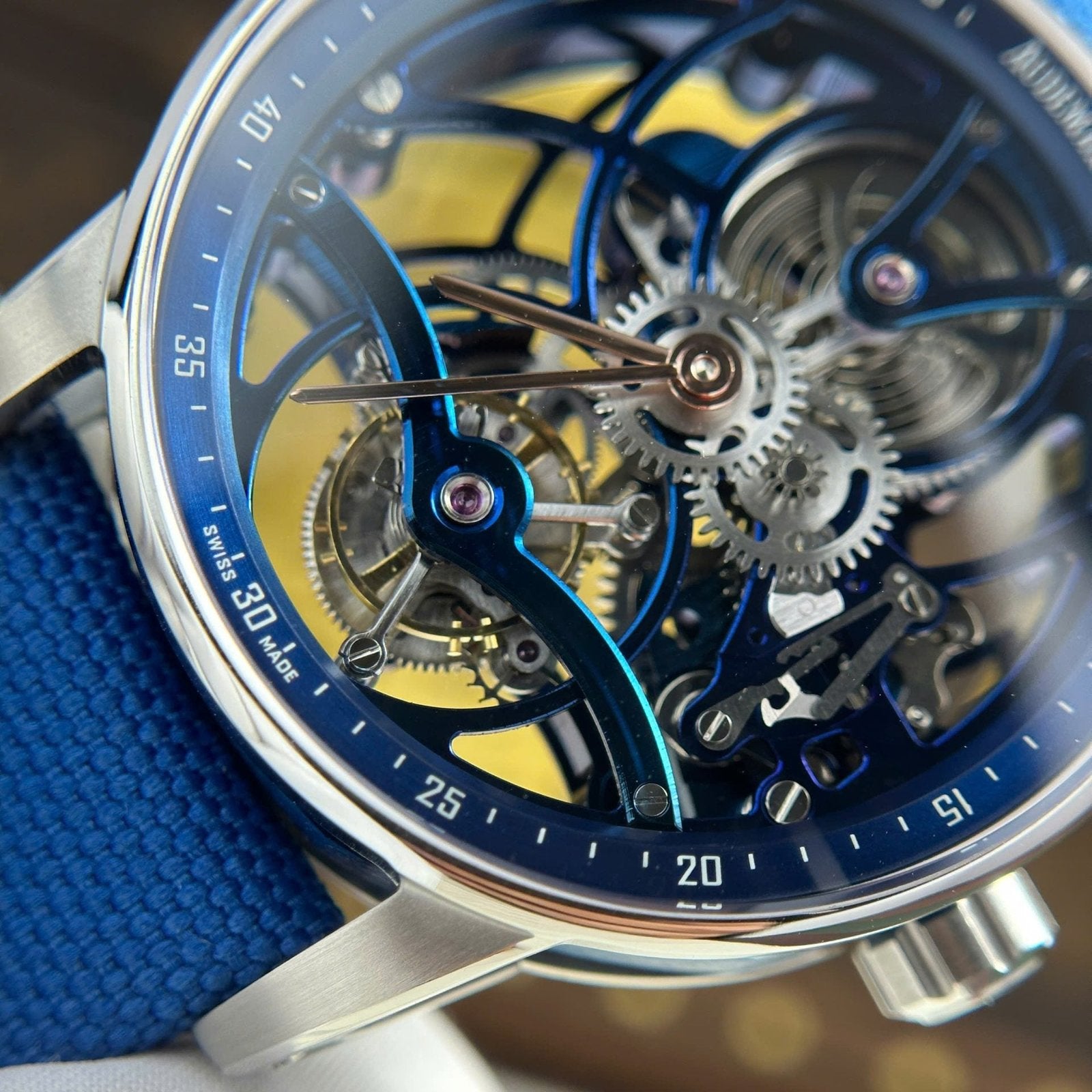 Audemars Piguet 26600 Tourbillon Openworked Watch Blue 41mm