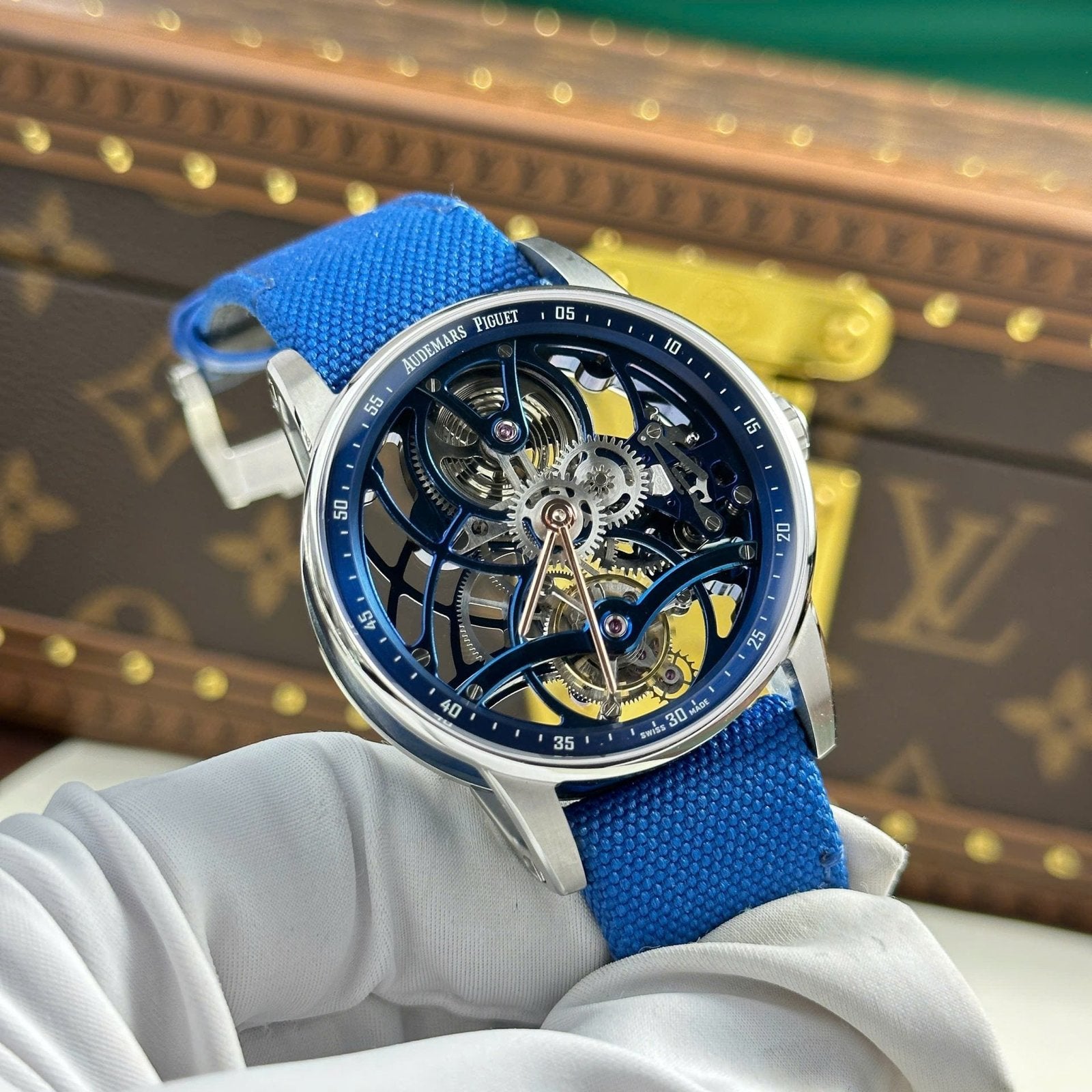 Audemars Piguet 26600 Tourbillon Openworked Watch Blue 41mm