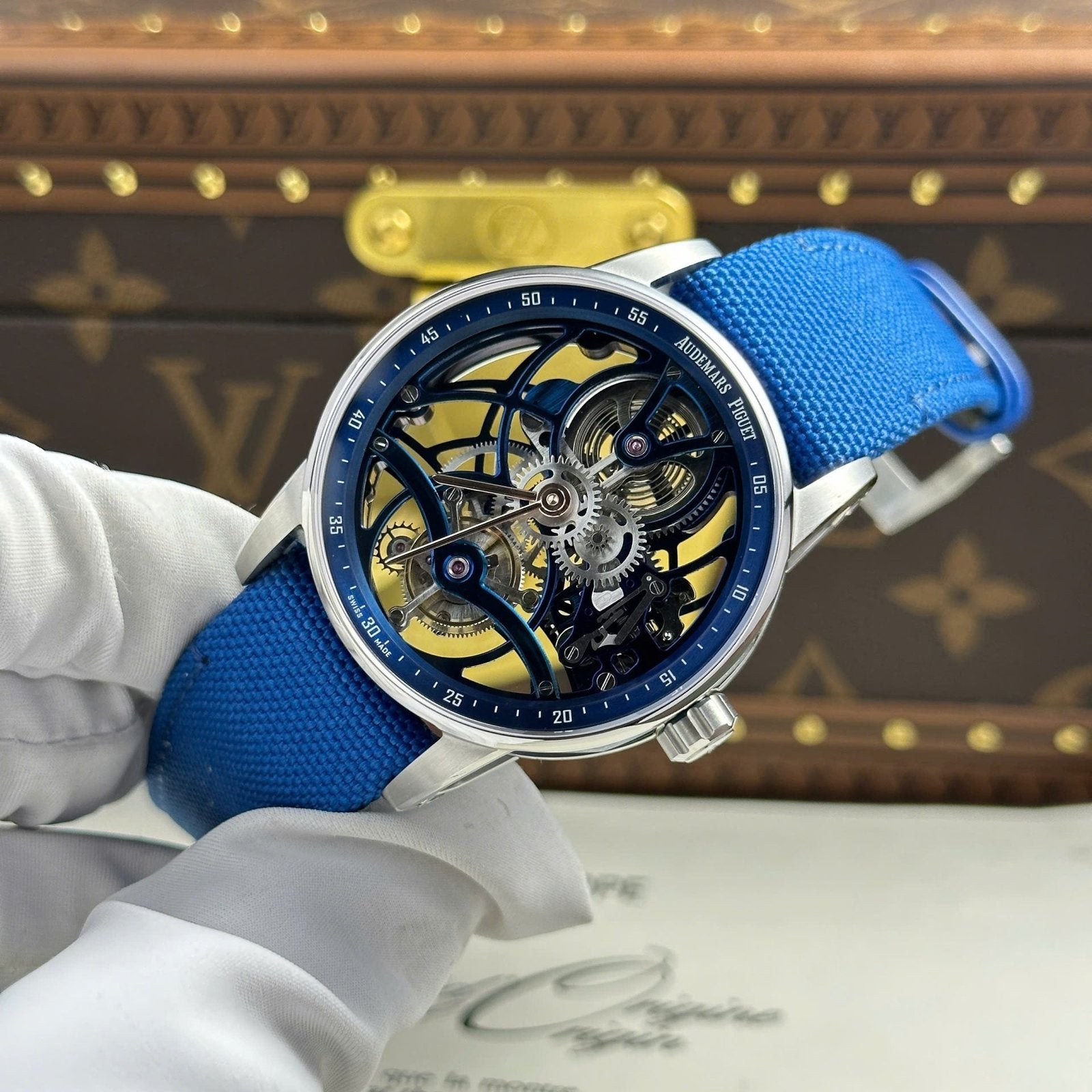 Audemars Piguet 26600 Tourbillon Openworked Watch Blue 41mm