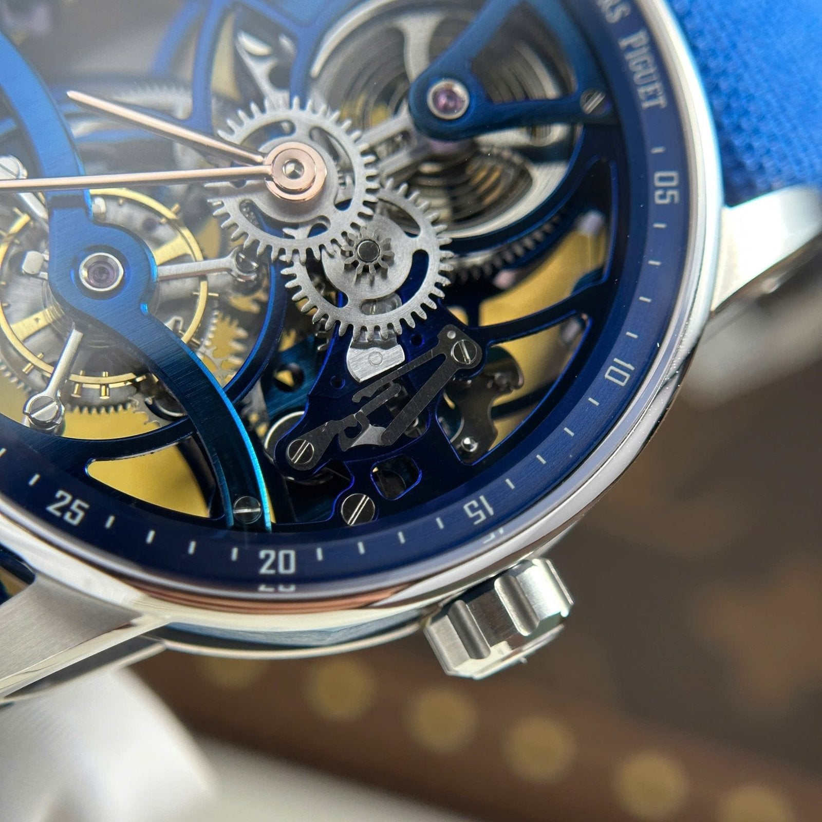 Audemars Piguet 26600 Tourbillon Openworked Watch Blue 41mm