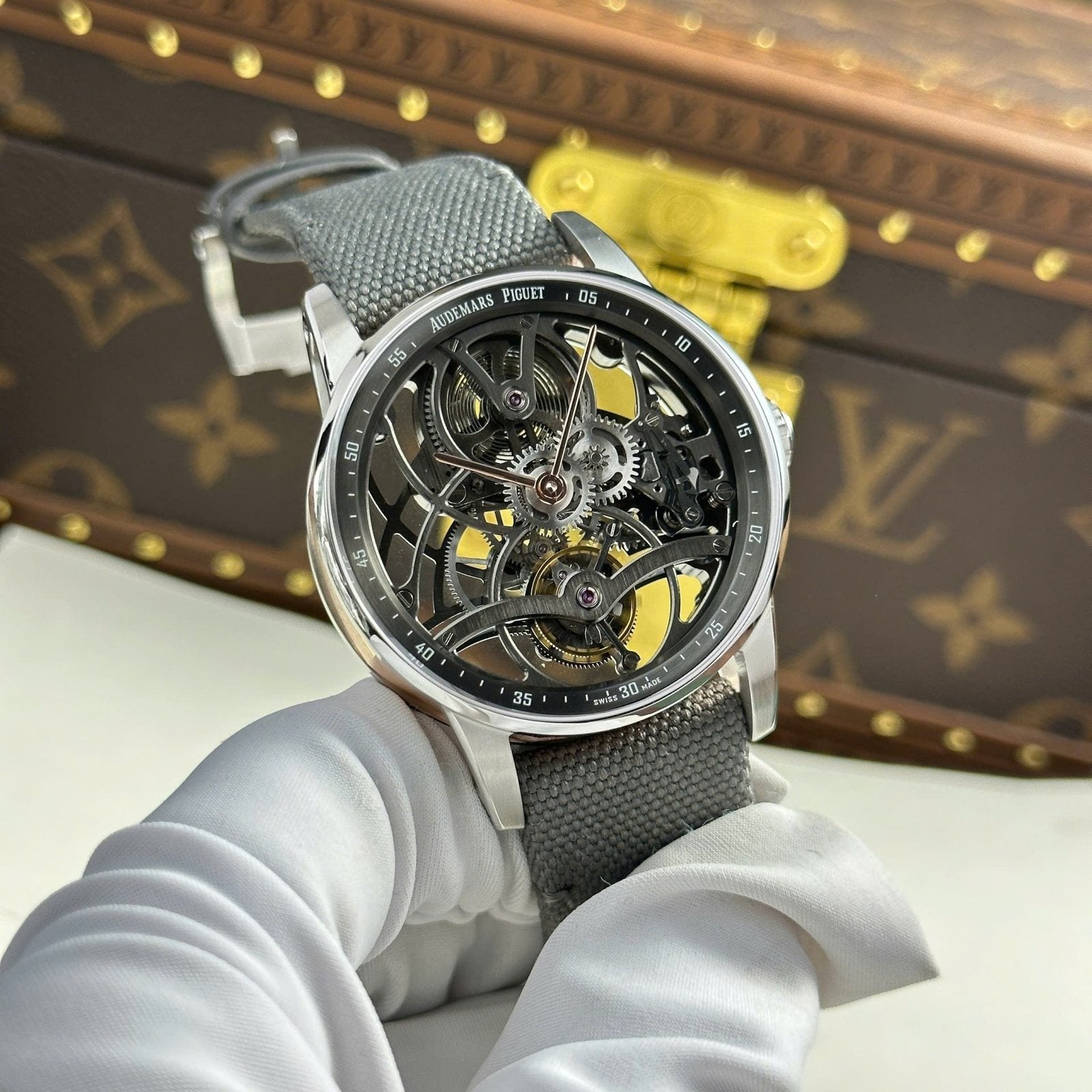 Audemars Piguet 26600 Tourbillon Openworked Watch Gray 41mm