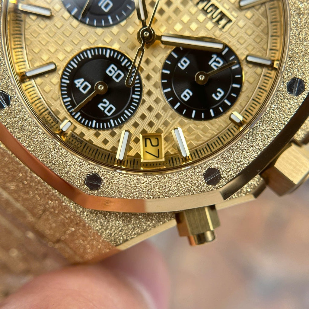 Audemars Piguet Watch Royal Oak Chronograph Frosted Gold 26240 Yellow Dial 41mm