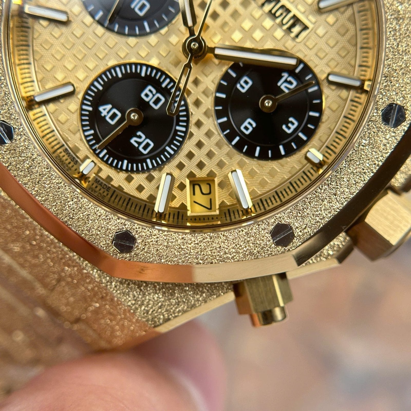 Audemars Piguet Watch Royal Oak Chronograph Frosted Gold 26240 Yellow Dial 41mm