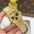 Audemars Piguet Watch Royal Oak Chronograph Frosted Gold 26240 Yellow Dial 41mm