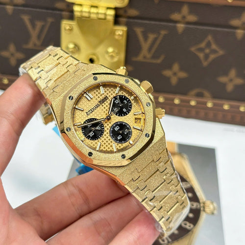 Audemars Piguet Watch Royal Oak Chronograph Frosted Gold 26240 Yellow Dial 41mm