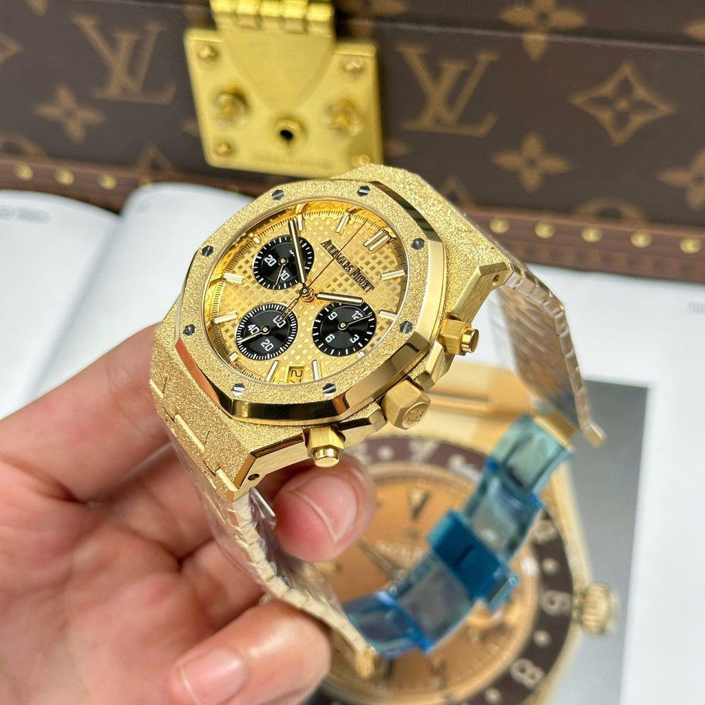 Audemars Piguet Watch Royal Oak Chronograph Frosted Gold 26240 Yellow Dial 41mm