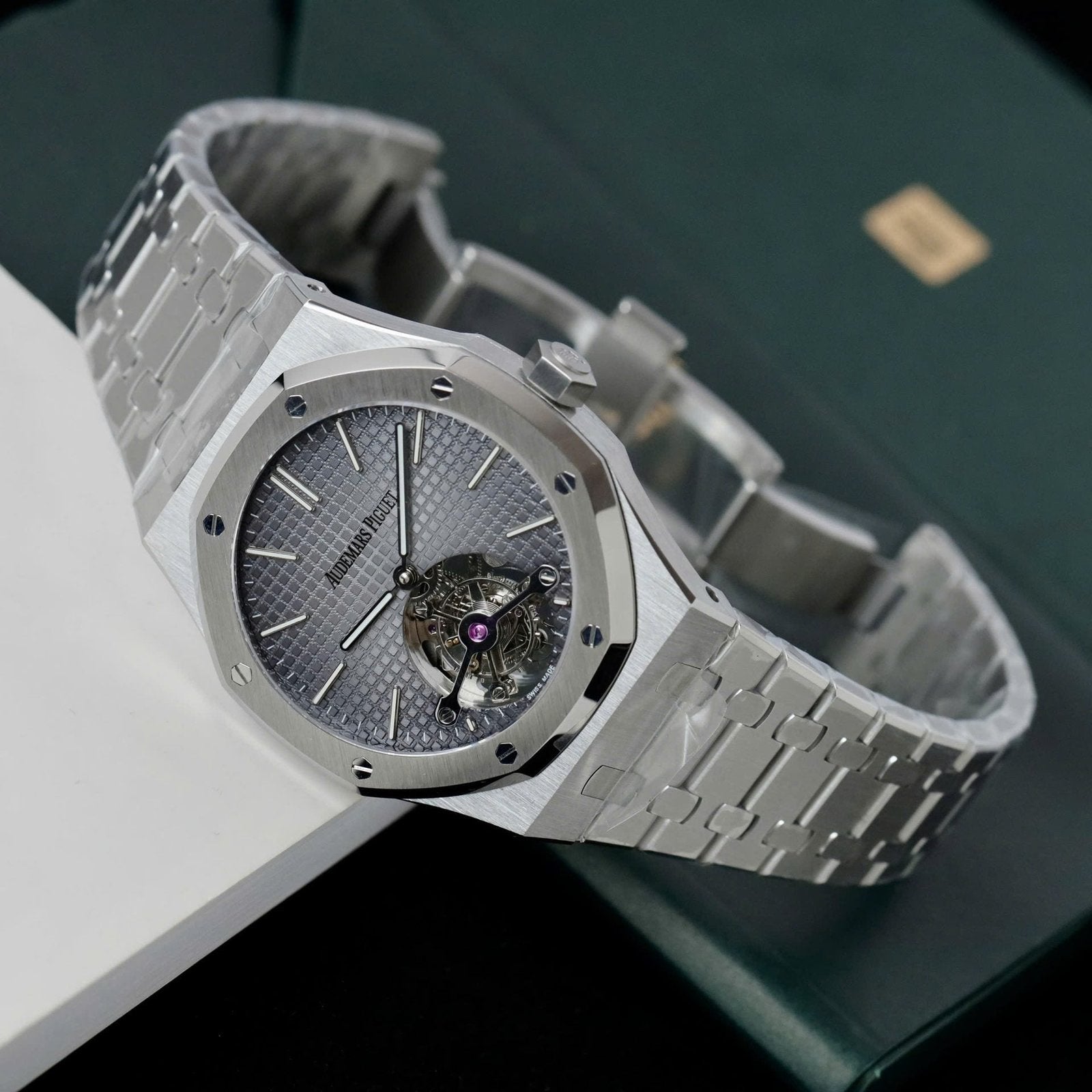 Audemars Piguet Watch Royal Oak Tourbillon Gray Dial Metal Wire 41mm