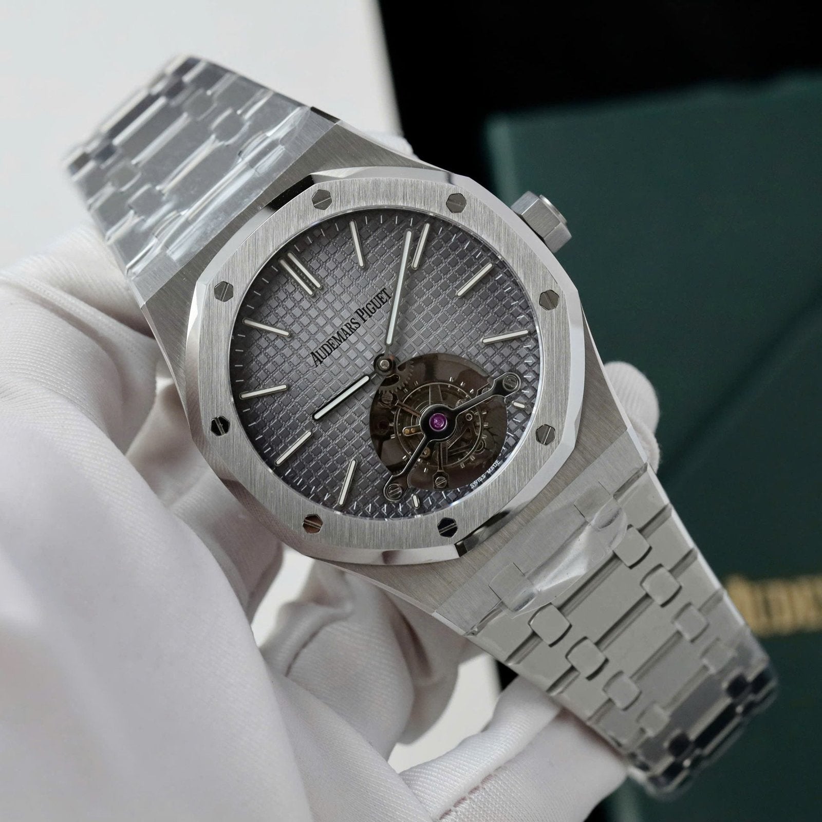 Audemars Piguet Watch Royal Oak Tourbillon Gray Dial Metal Wire 41mm