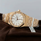 Audemars Piguet White Dial Watch 18K Gold Wrapped 37mm