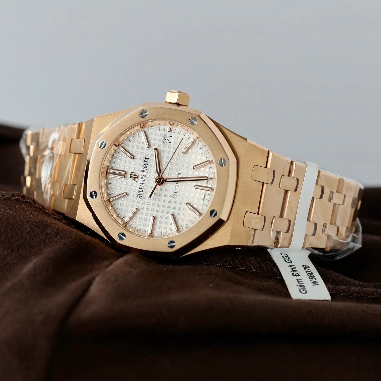 Audemars Piguet White Dial Watch 18K Gold Wrapped 37mm