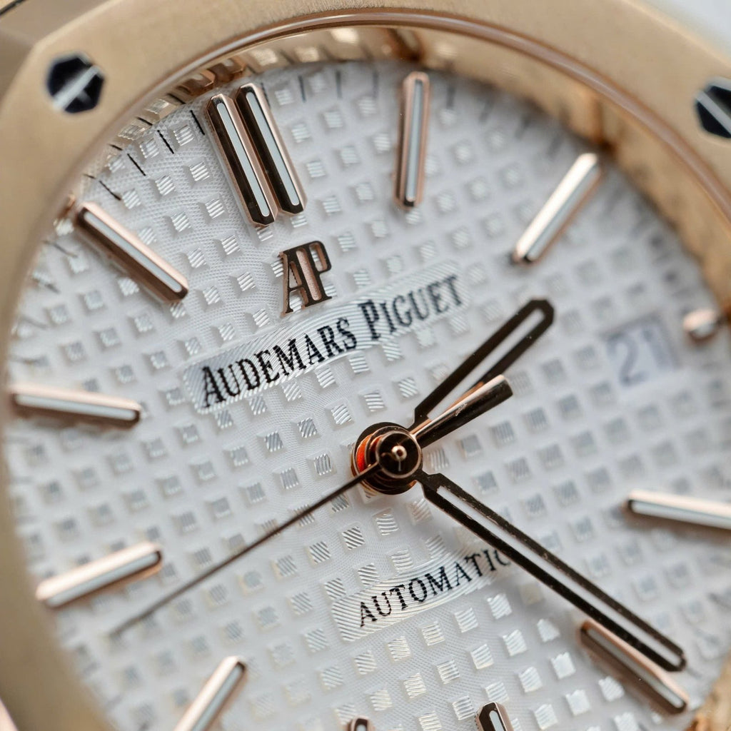 Audemars Piguet White Dial Watch 18K Gold Wrapped 37mm