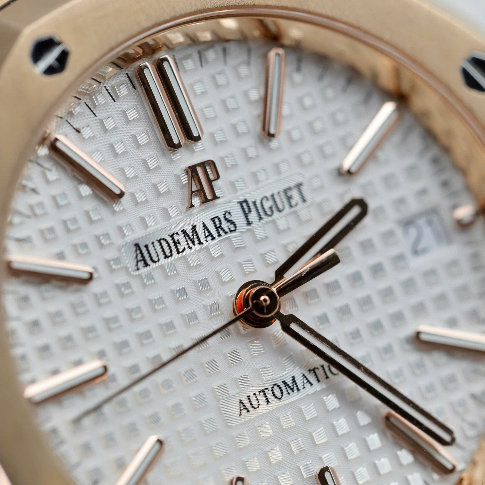 Audemars Piguet White Dial Watch 18K Gold Wrapped 37mm
