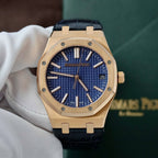 Audemars Piguet 15510R Royal Oak 50th Anniversary Dial Blue Watch 18K Gold Wrapped 41mm