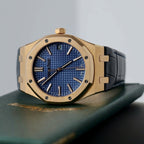 Audemars Piguet 15510R Royal Oak 50th Anniversary Dial Blue Watch 18K Gold Wrapped 41mm