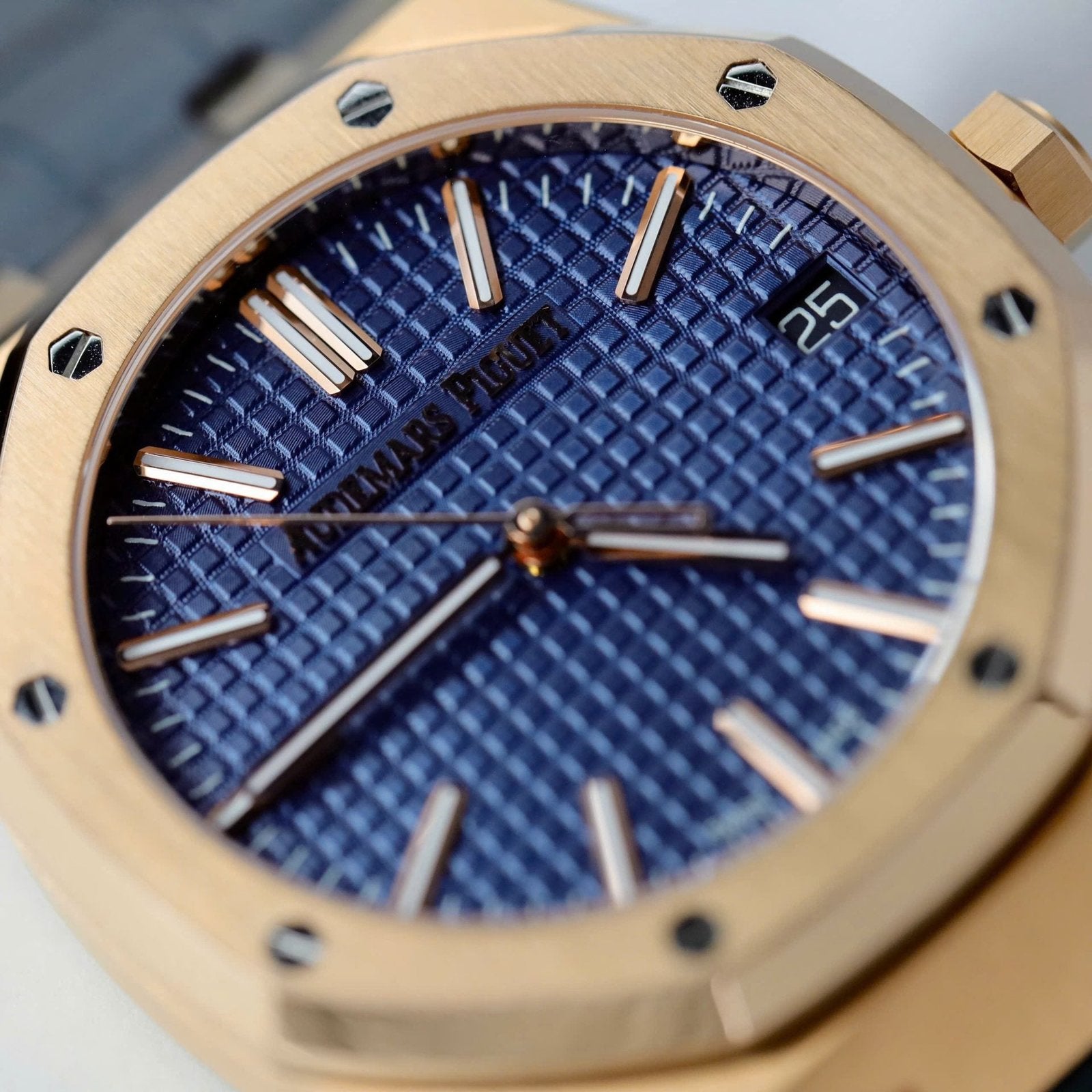 Audemars Piguet 15510R Royal Oak 50th Anniversary Dial Blue Watch 18K Gold Wrapped 41mm