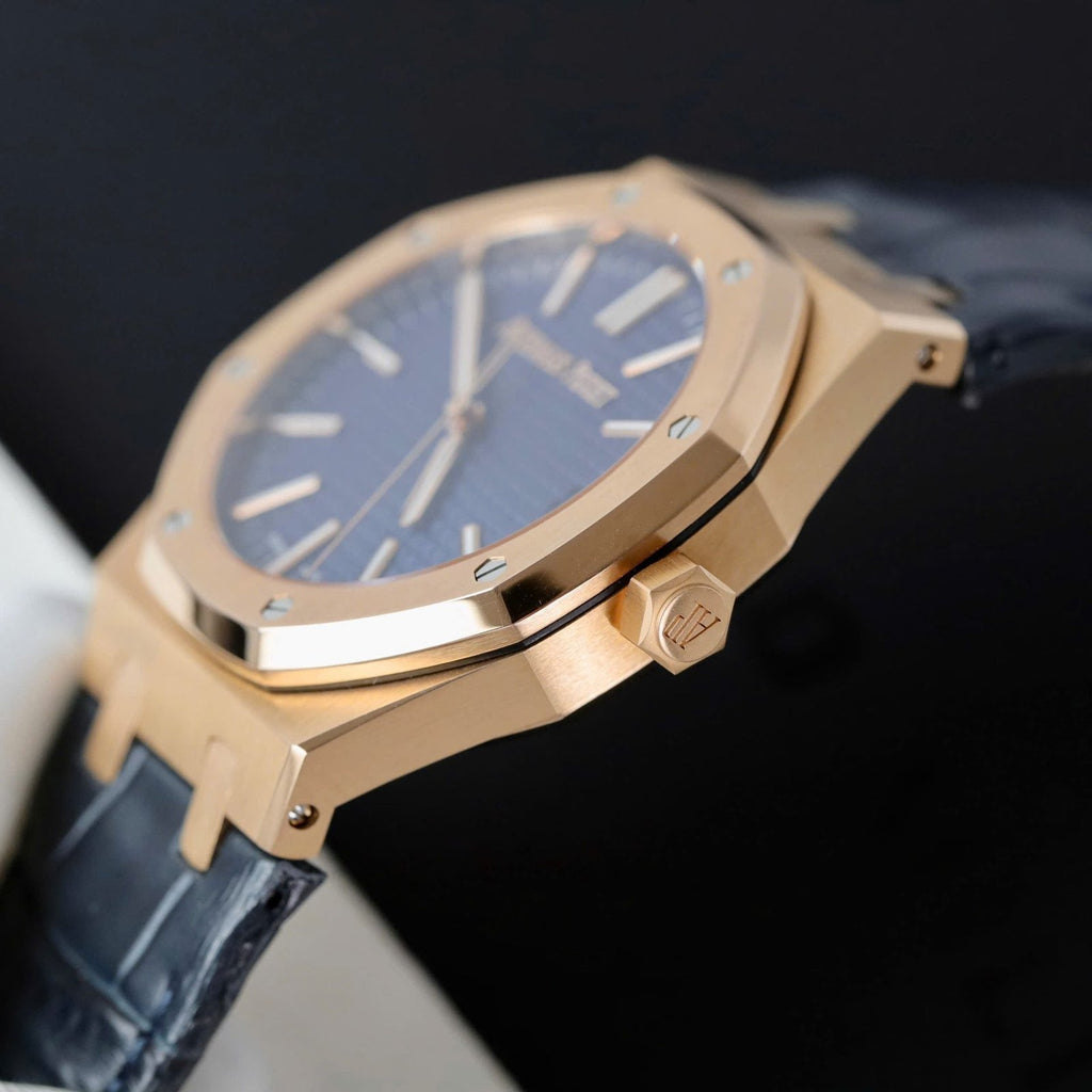 Audemars Piguet 15510R Royal Oak 50th Anniversary Dial Blue Watch 18K Gold Wrapped 41mm