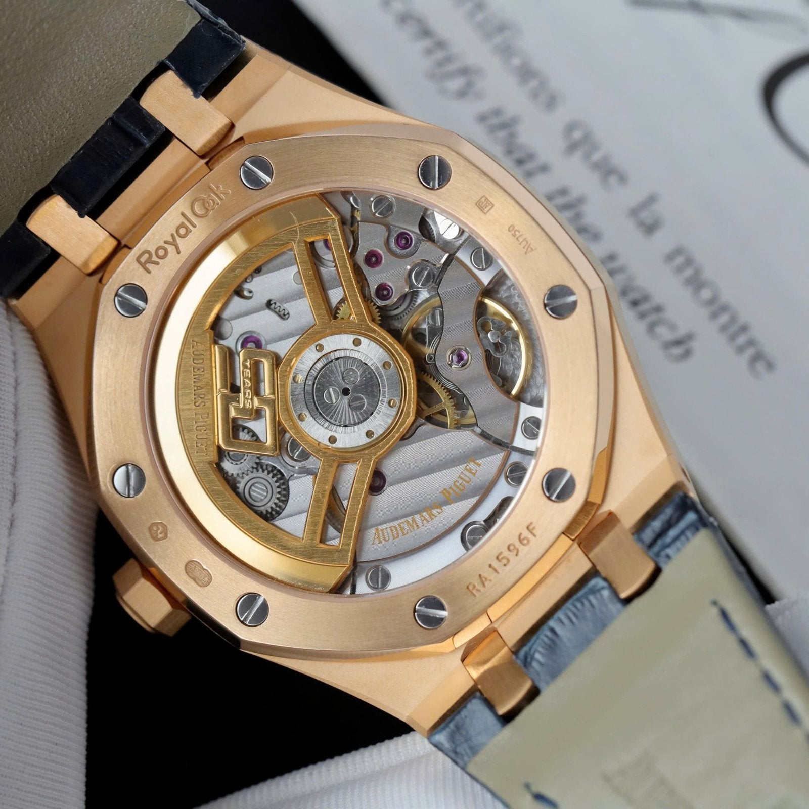 Audemars Piguet 15510R Royal Oak 50th Anniversary Dial Blue Watch 18K Gold Wrapped 41mm
