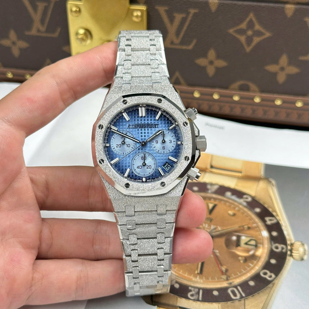 Audemars Piguet Watch Royal Oak Chronograph Frosted Gold 26240 Blue Dial 41mm