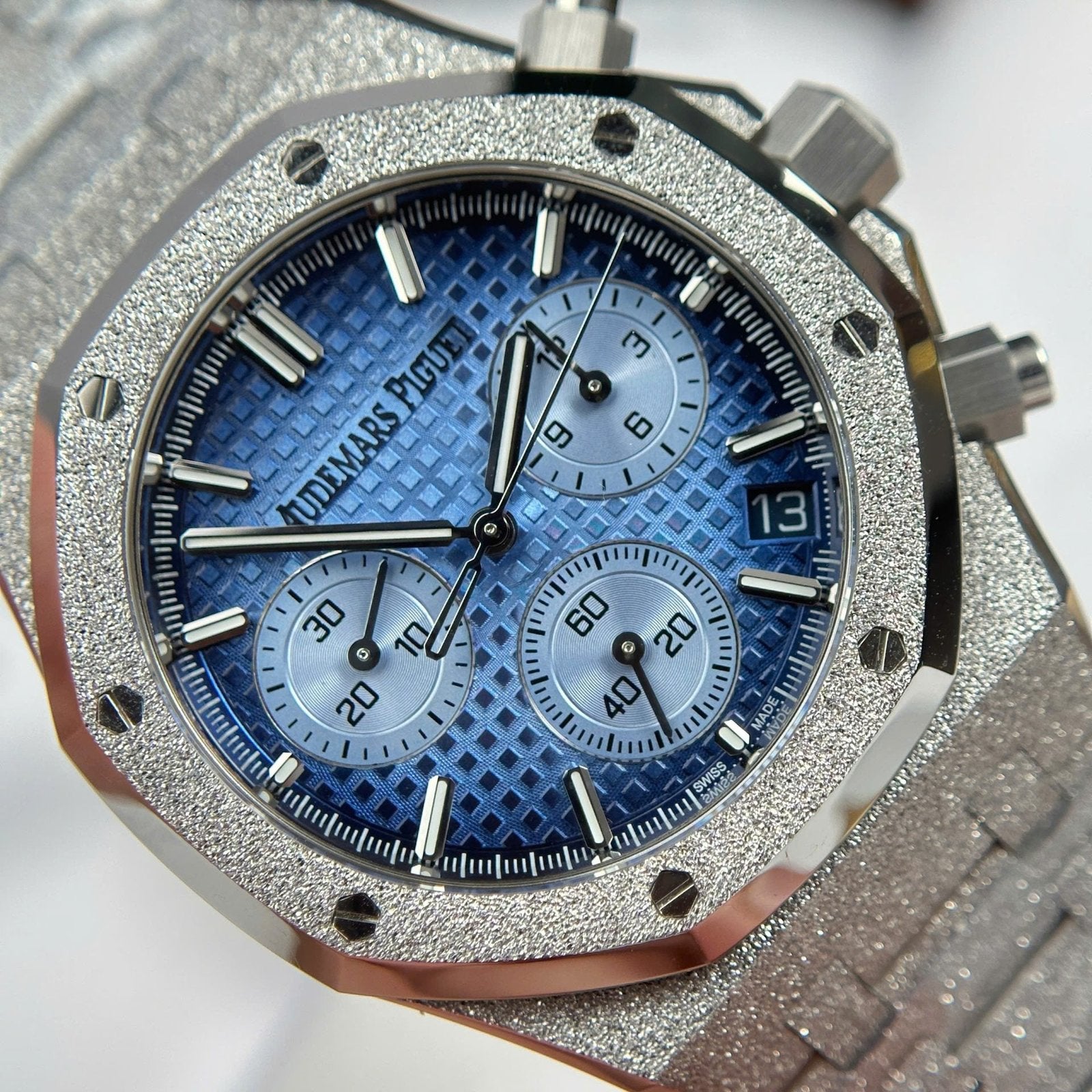 Audemars Piguet Watch Royal Oak Chronograph Frosted Gold 26240 Blue Dial 41mm