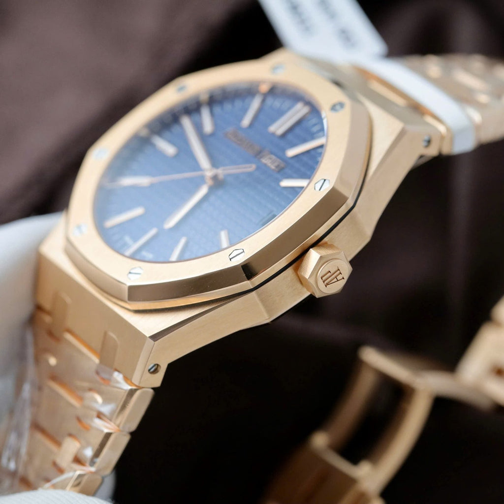Audemars Piguet 15510R Royal Oak 50th Anniversary Dial Blue Watch 18K Gold Wrapped 41mm