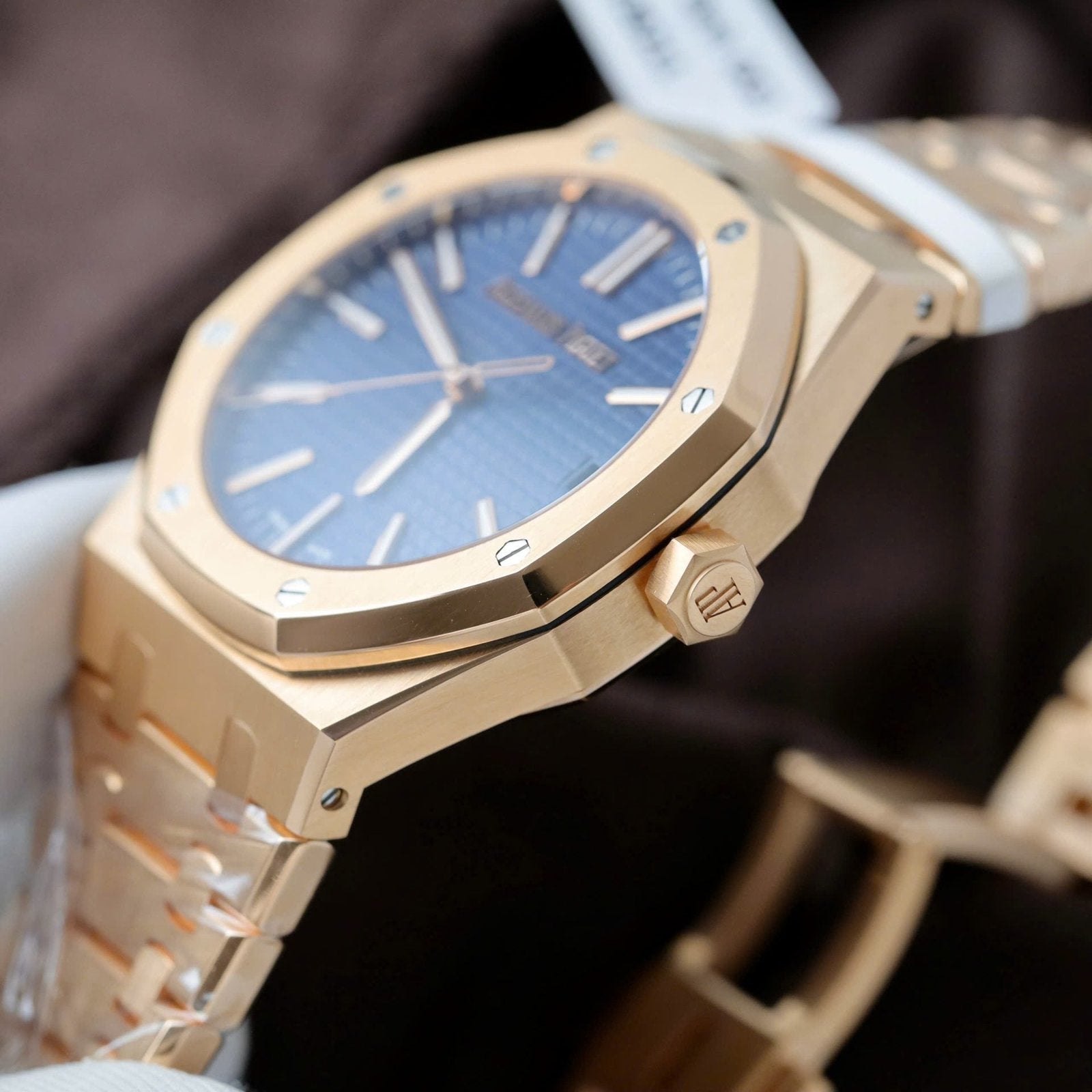 Audemars Piguet 15510R Royal Oak 50th Anniversary Dial Blue Watch 18K Gold Wrapped 41mm