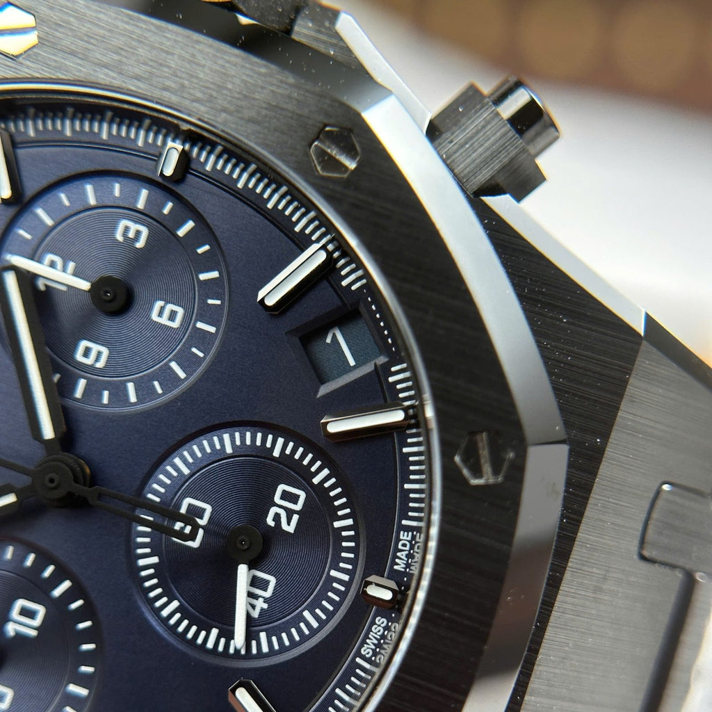 Audemars Piguet Watch Royal Oak Chronograph 26240 Black Ceramic Charcoal Blue Dial 41mm